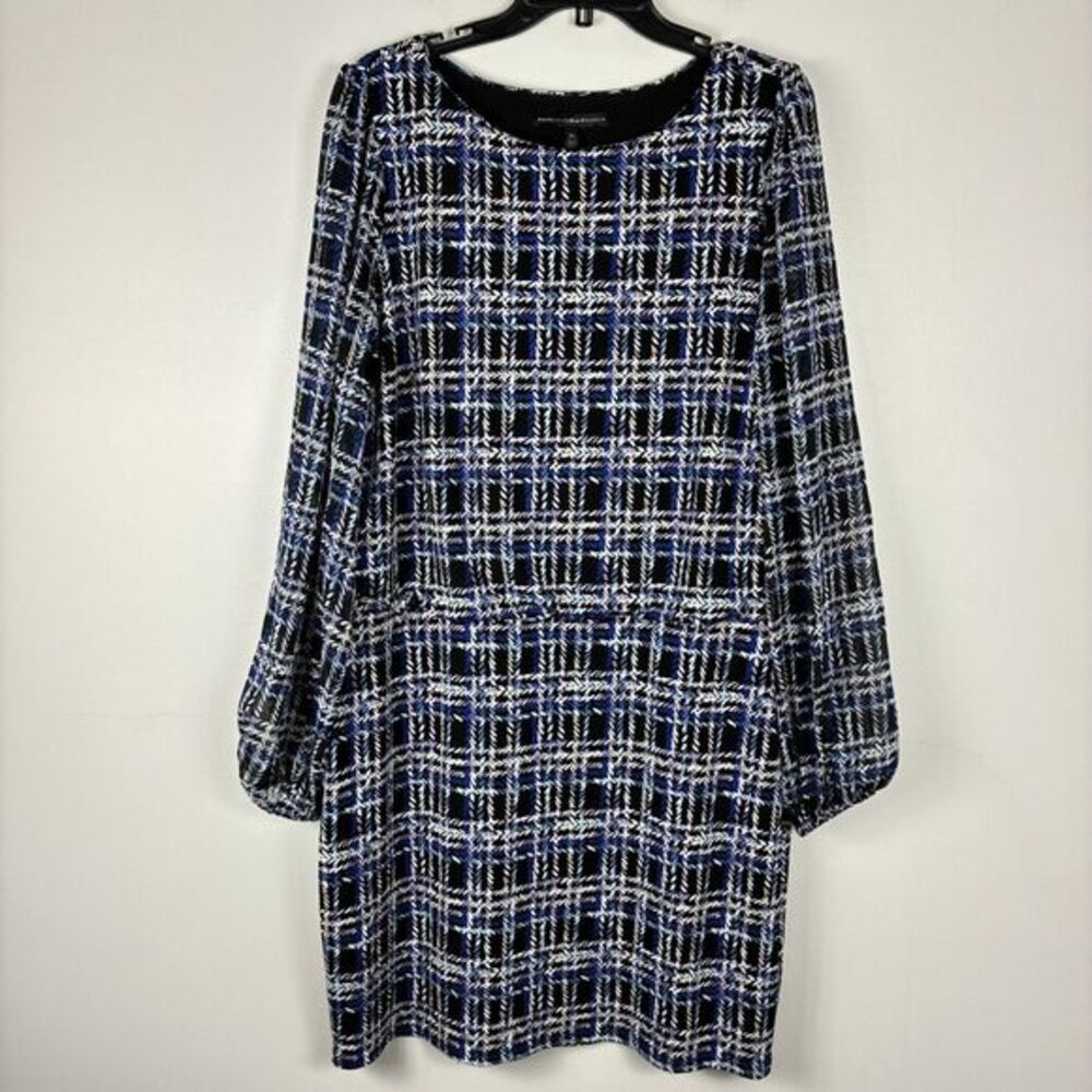 White House Black Market Sheath Dress XL Long Sleeve Blue‎ NWT Work Office